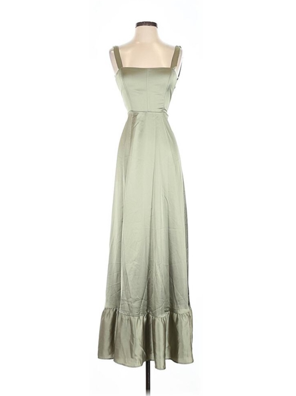 Show Me Your MuMu Clarissa Corset Moss Green Satin Lace-Up Back Dress - Picture 4 of 9